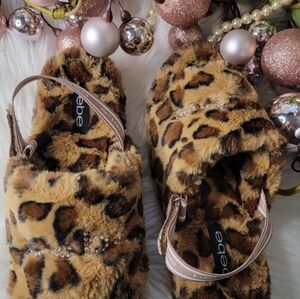 Bebe Leopard Print Faux Fur Womens SlideSize:10 New